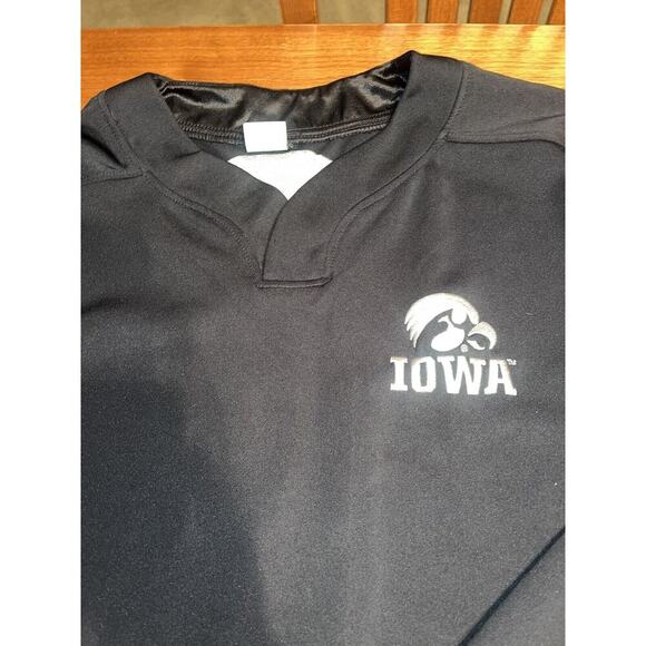 IOWA HAWKEYES PULLOVER Shirt BLACK MENS L Heavyweight Vented - Picture 2 of 8